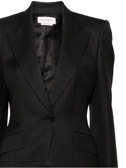 Black jacket with pinstripe pattern Alexander McQueen | 798500QJAEI1124